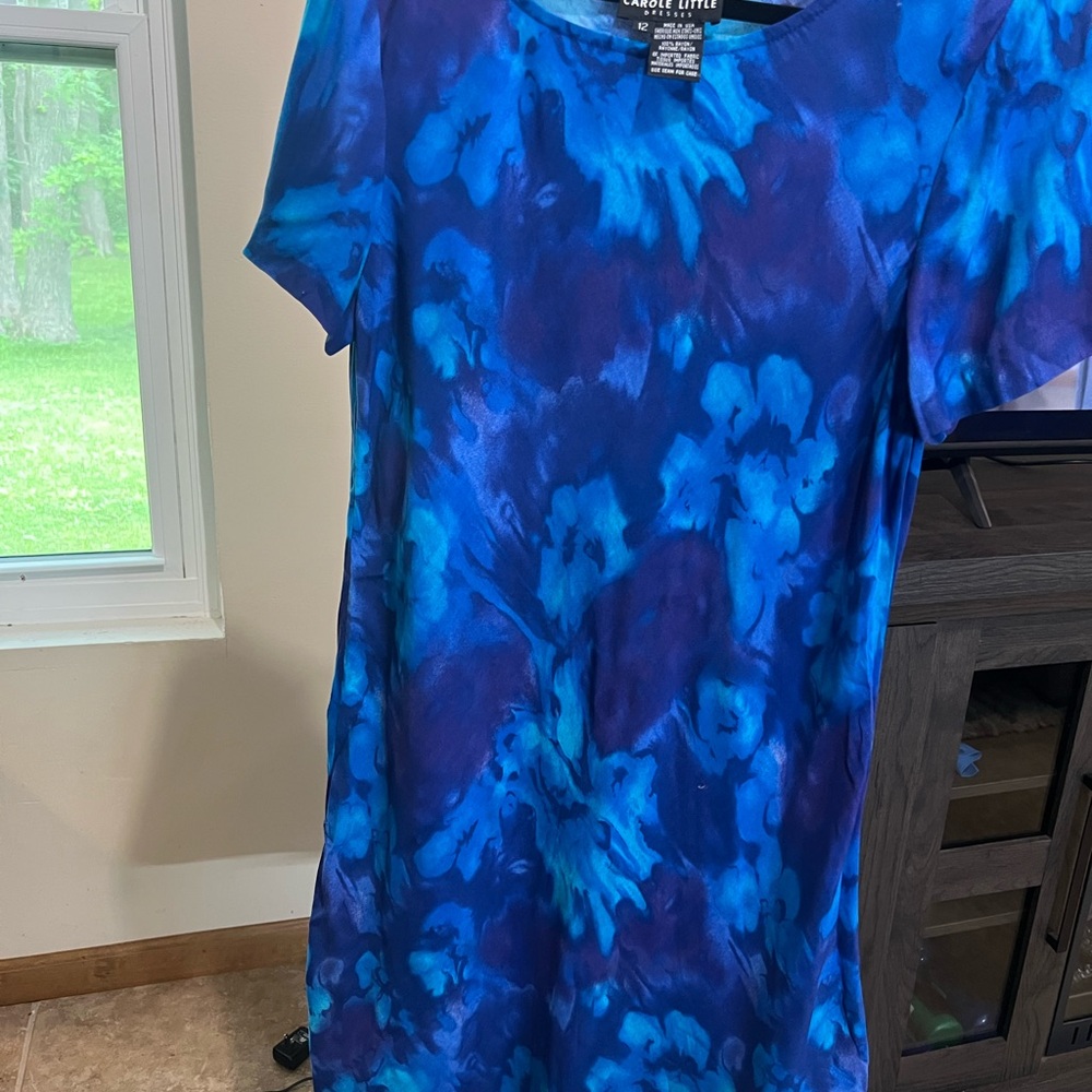 Carole Little Blue and Teal Floral Midi Dress